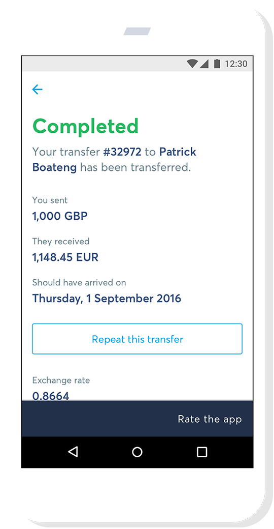 Repeat transfers on your TransferWise Android app