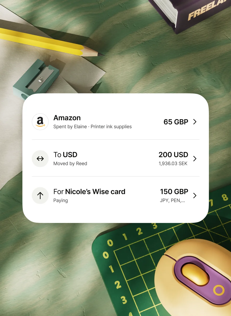 Ui illustration of spend transactions