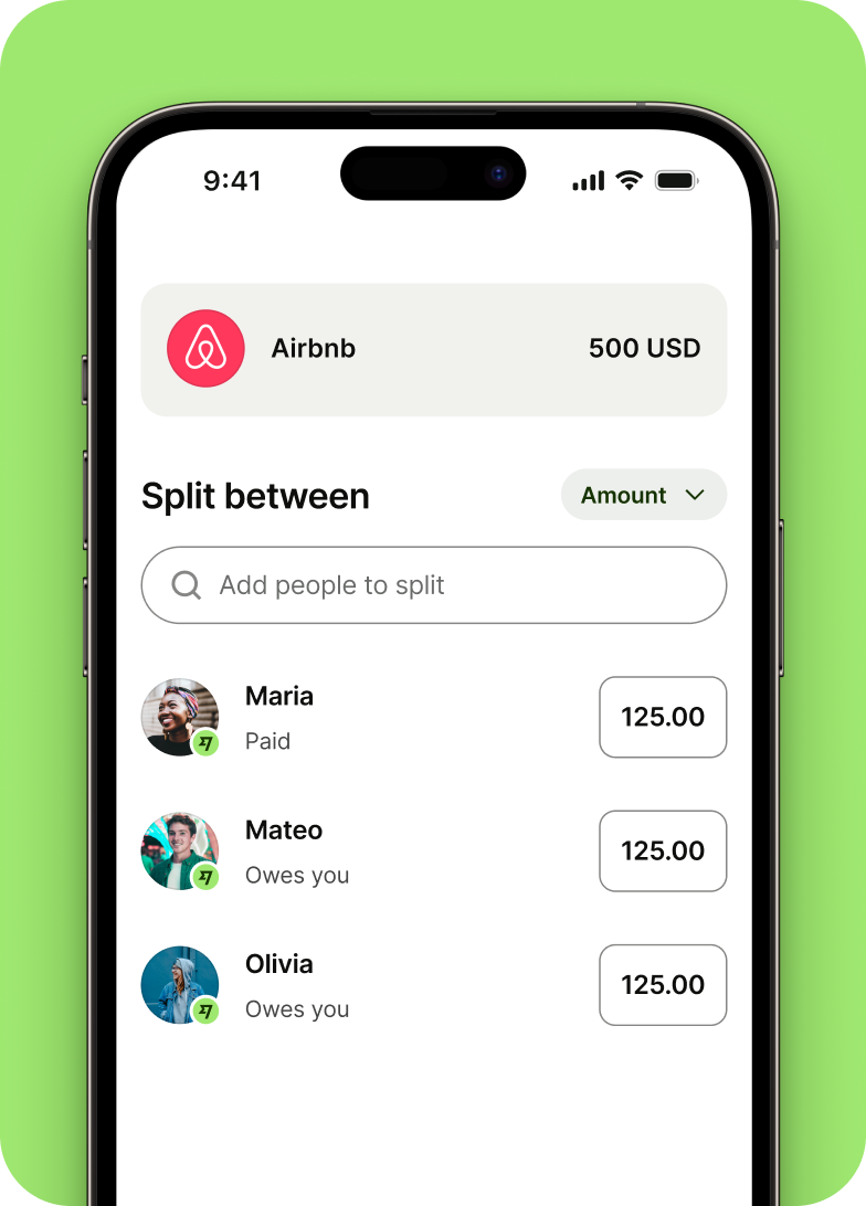 Bill split functionality