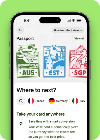 Screenshot of Wise's new travel hub feature