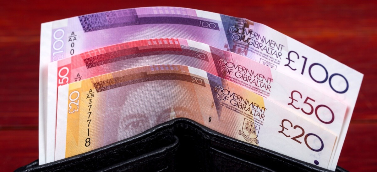 Gibraltar pounds bank notes in a wallet