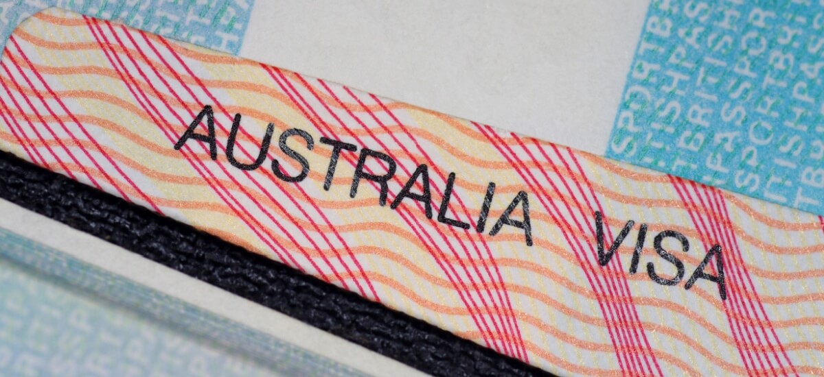 Close up of Australian visa
