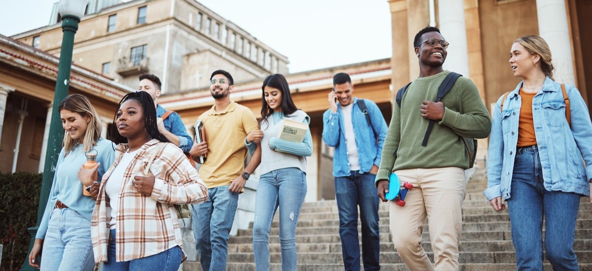 international students walking on university campus