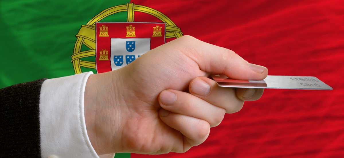 bank card on portuguese flag