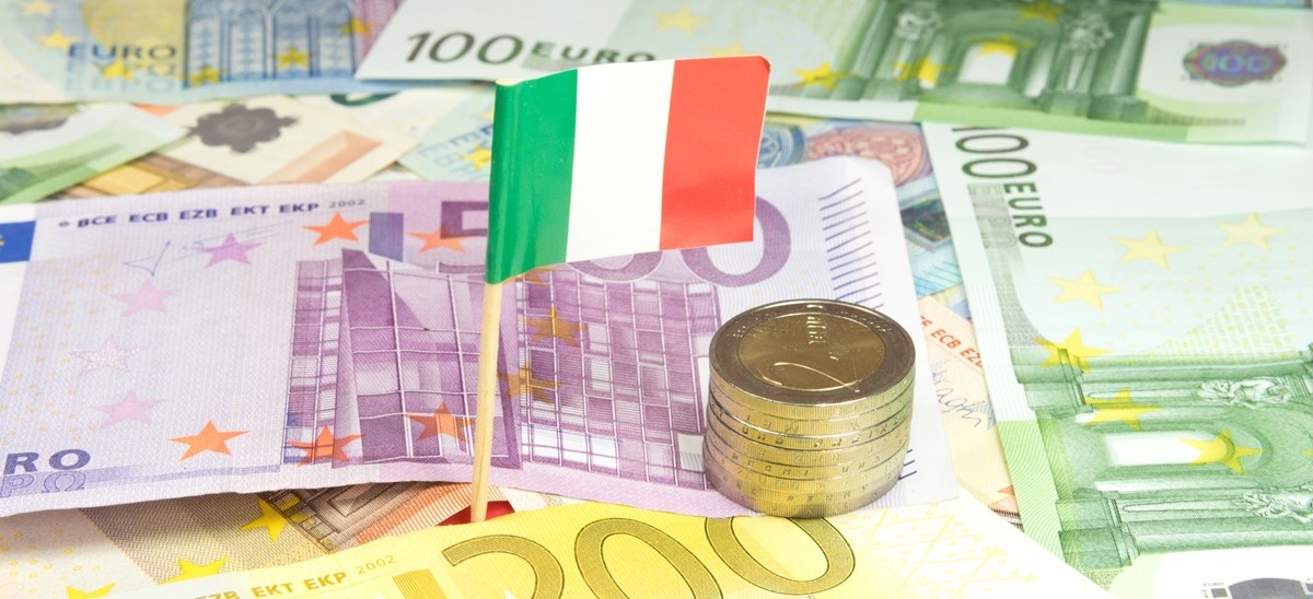 Euros and an Italian flag