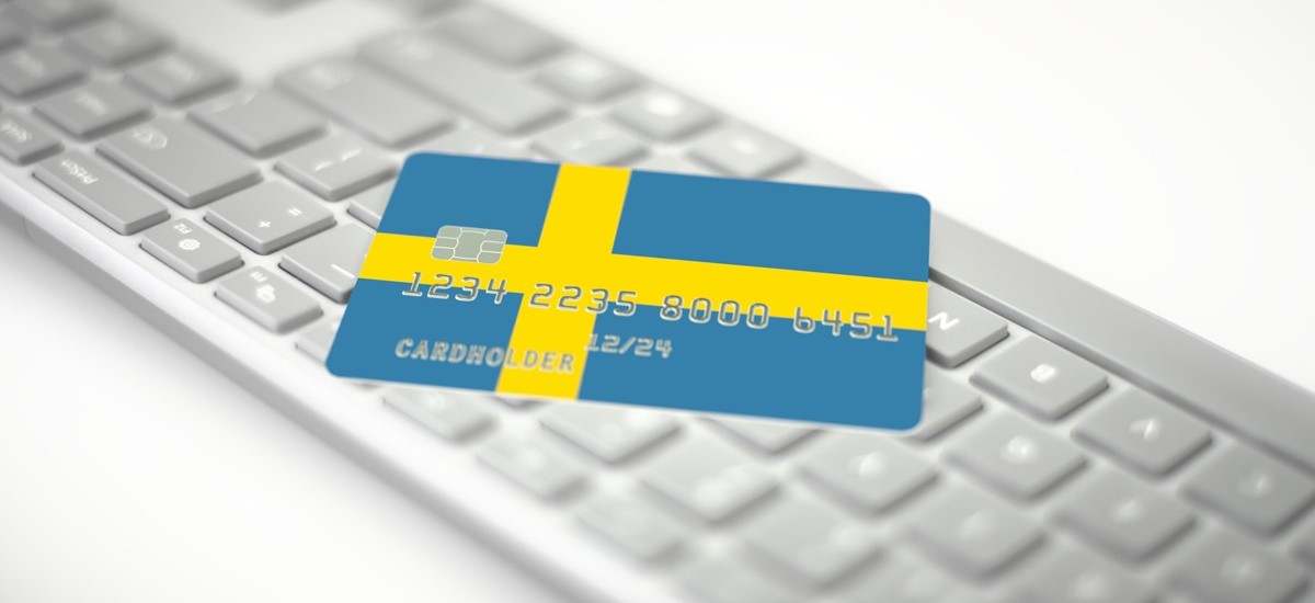 Bank card with a Swedish flag design