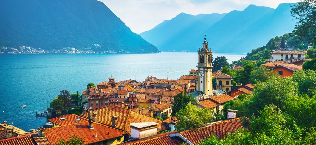 View from above of Lake Como in Italy