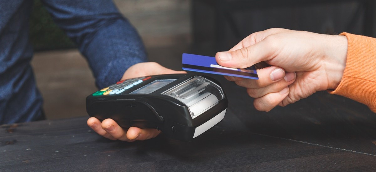 Close up of card reader being used