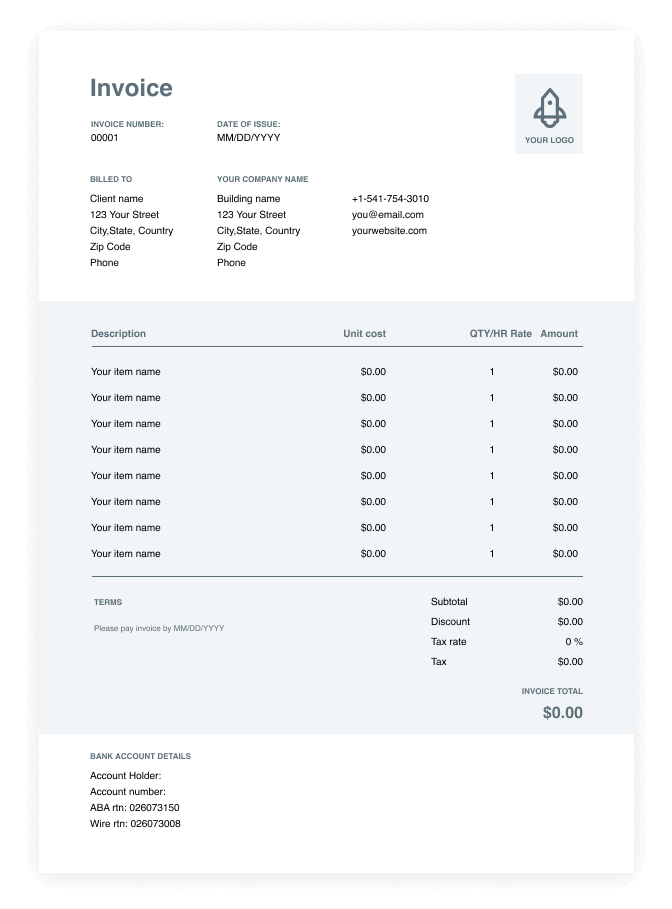 sample invoice