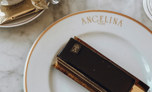 An opera cake from Angelina Restaurant.