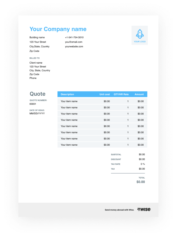 quotation template excel