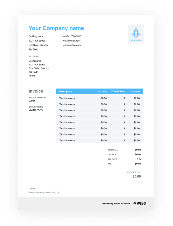 Free Invoice Template - Download and Send Invoices Easily - Wise