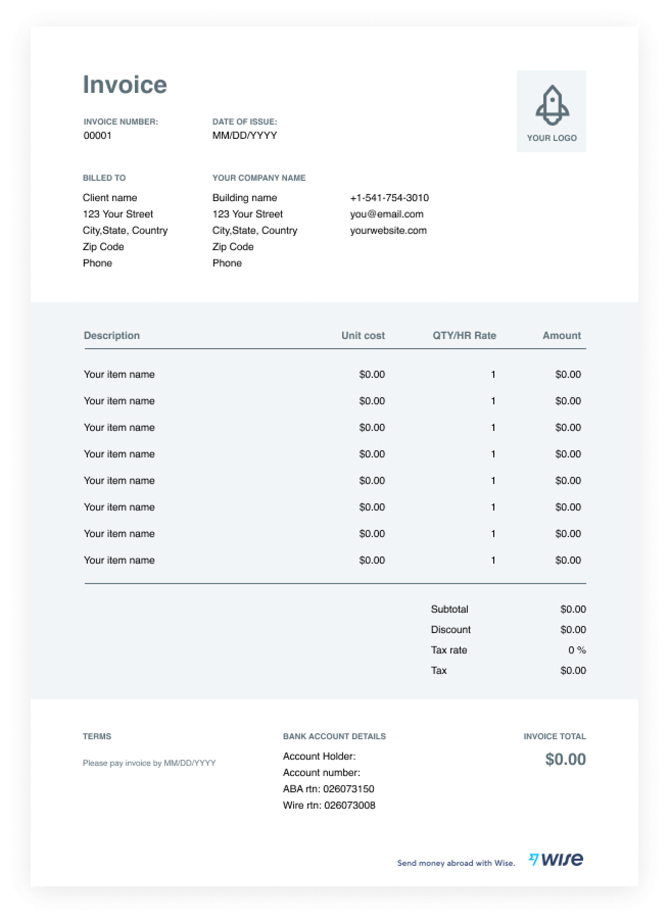 Free Invoice Template - Download and Send Invoices Easily - Wise