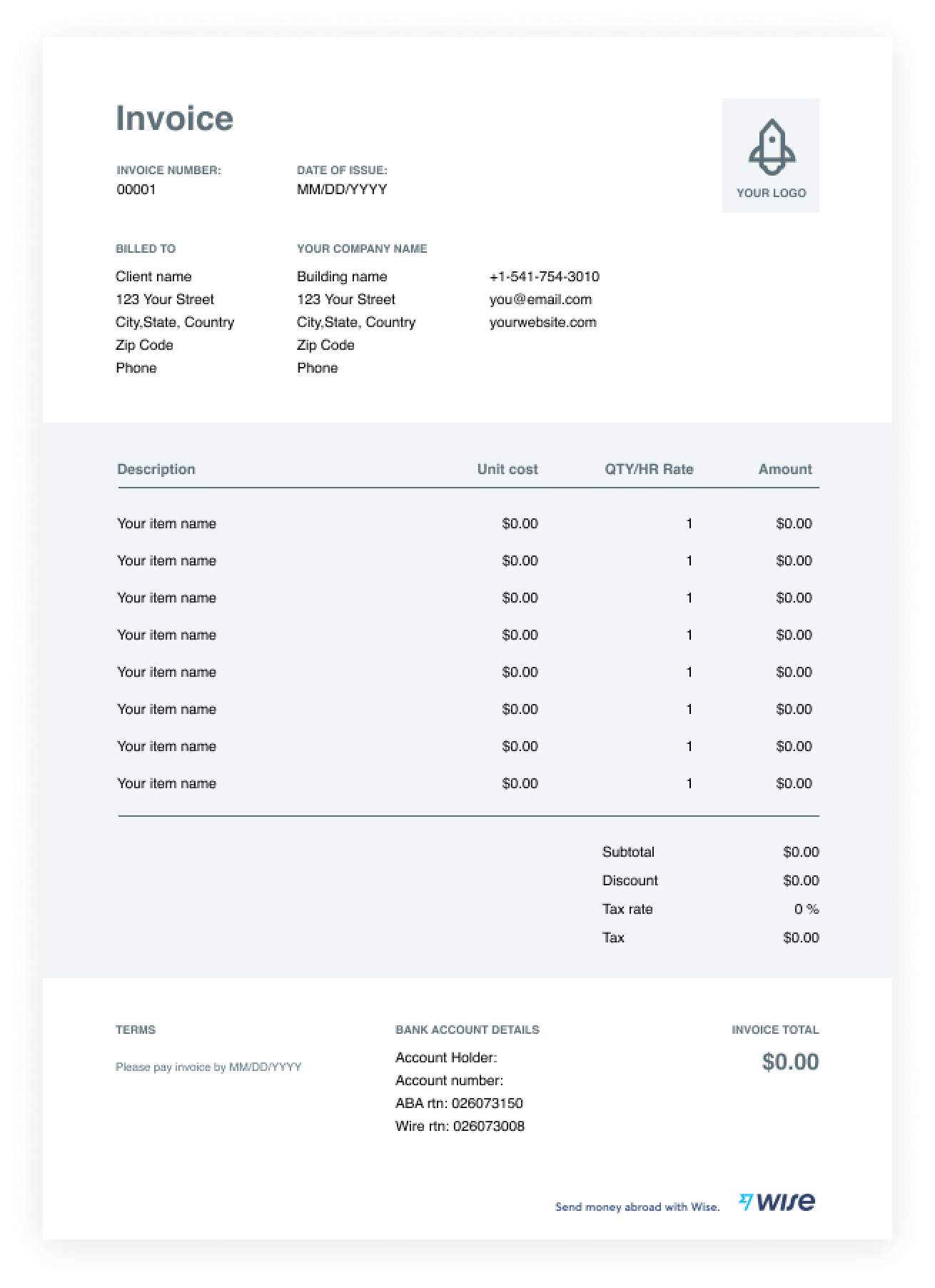 need a receipt invoice PDF template