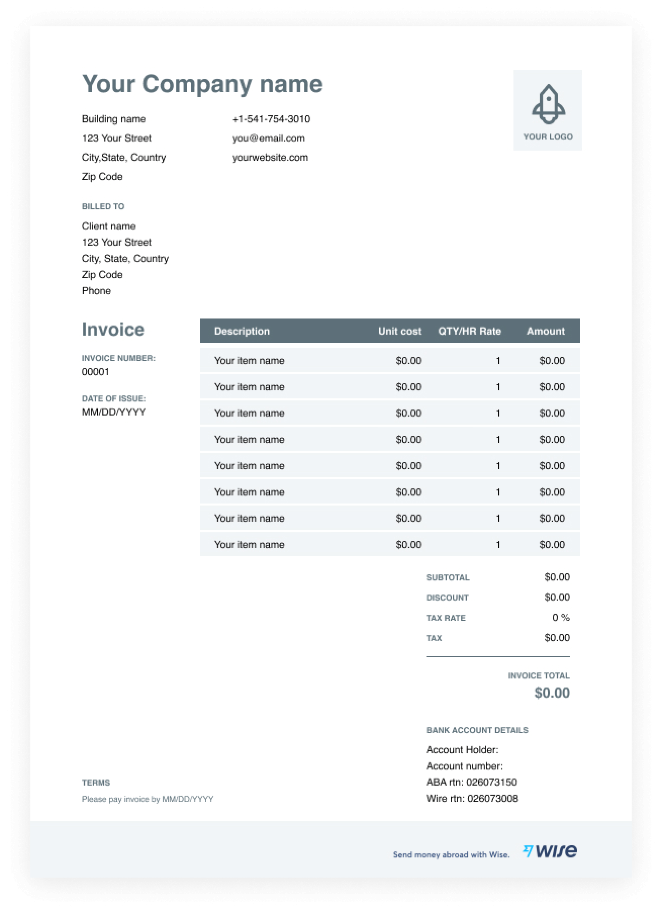 service invoice template word download free