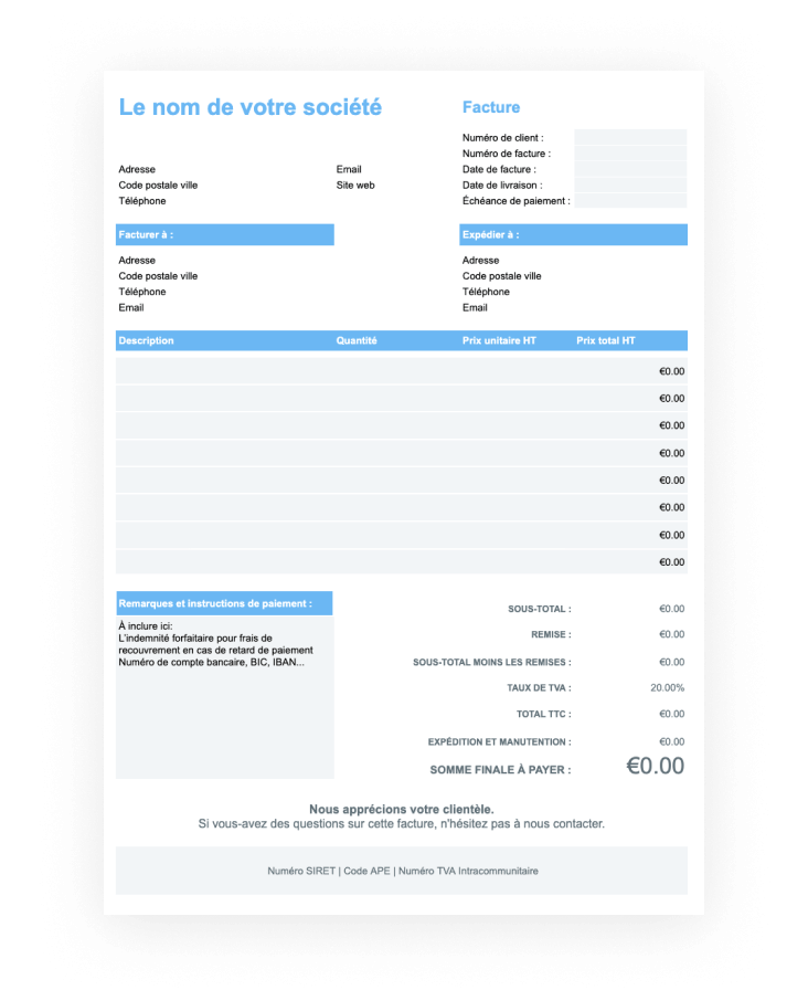 Mod Les De Facture Exemples Factures Gratuits Et Imprimables Wise