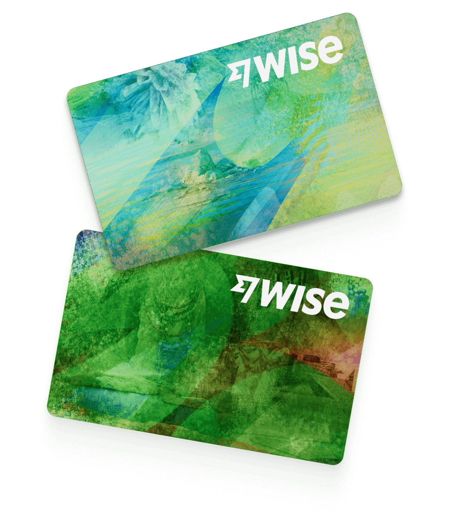 Two online debit card in green with Wise brand