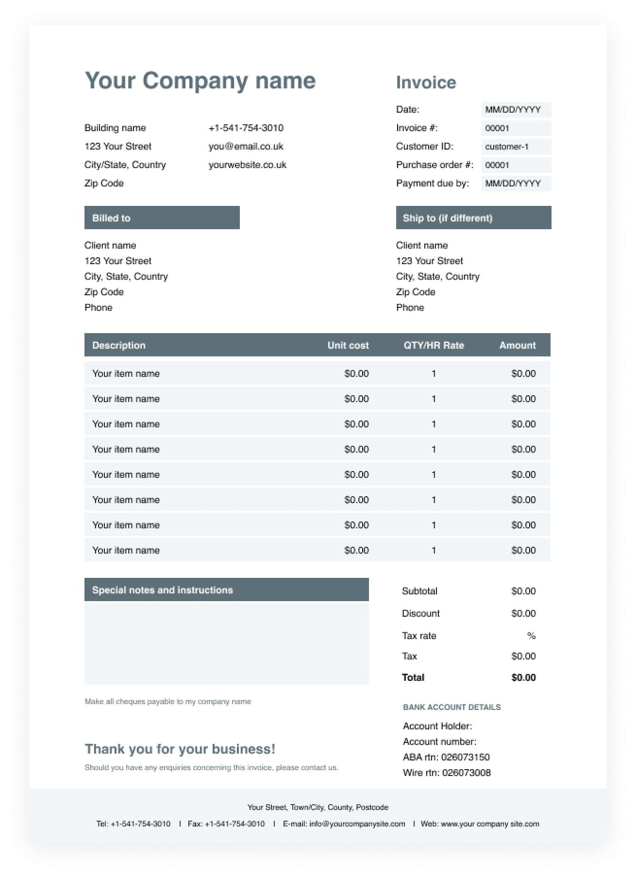 need a receipt invoice PDF template