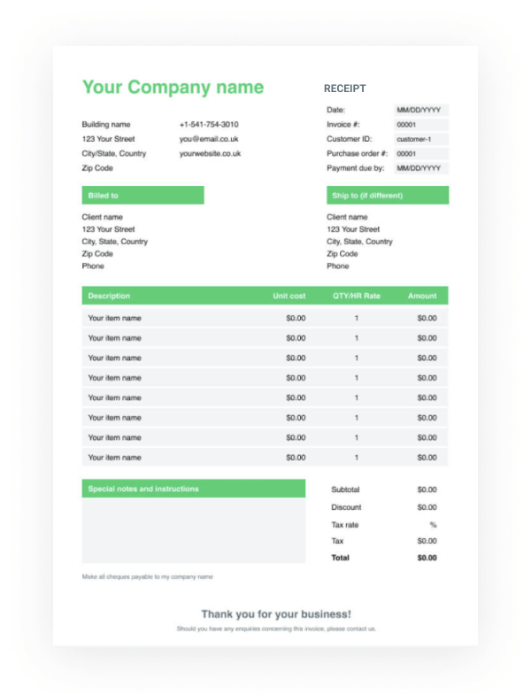 Receipt Template in PDF - Free Download - Wise