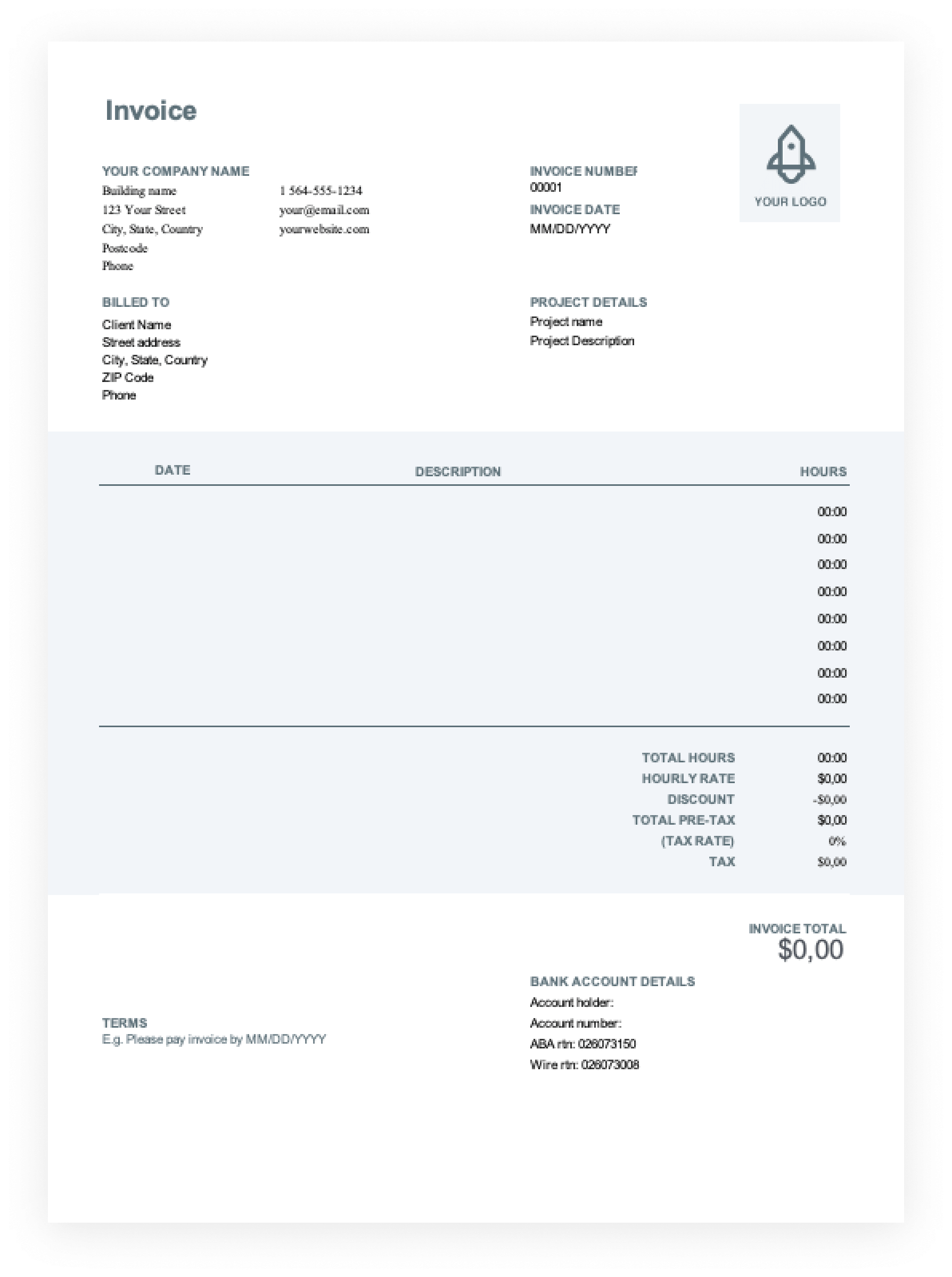 Download freelance invoice template