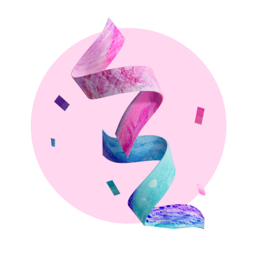 A 3D illustration of a confetti string