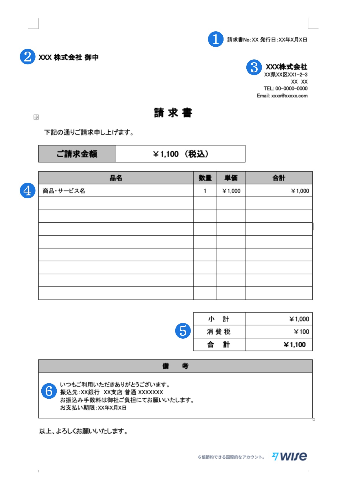 無料テンプレート付き 請求書の書き方 消費税 源泉徴収もカバー Wise 旧transferwise