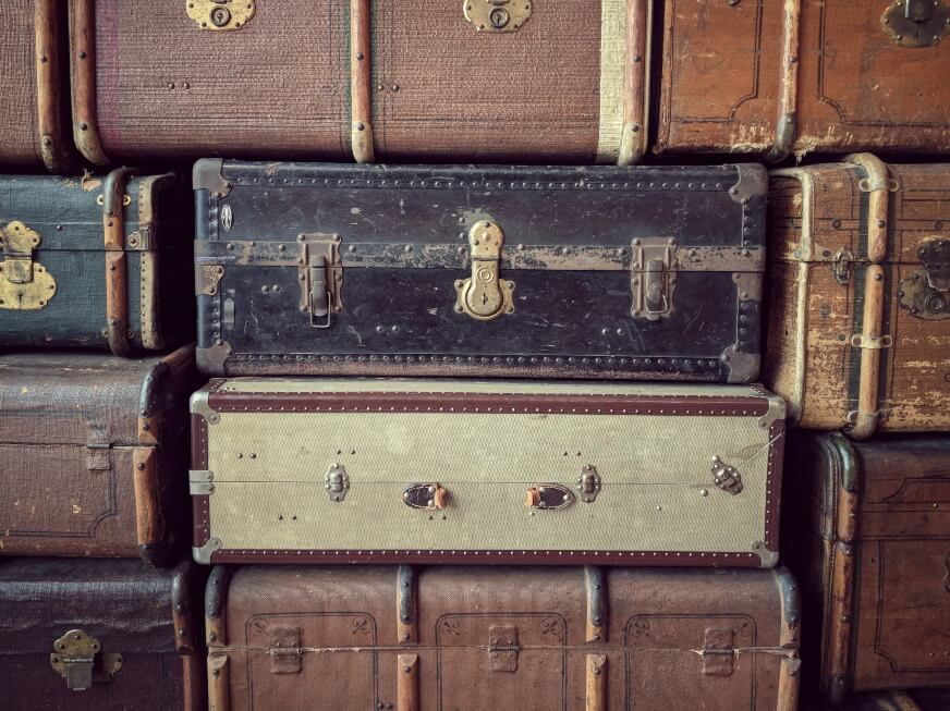 arranged suitcases