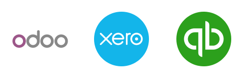 Diverse icone che rappresentano i loghi di diversi software di contabilità.