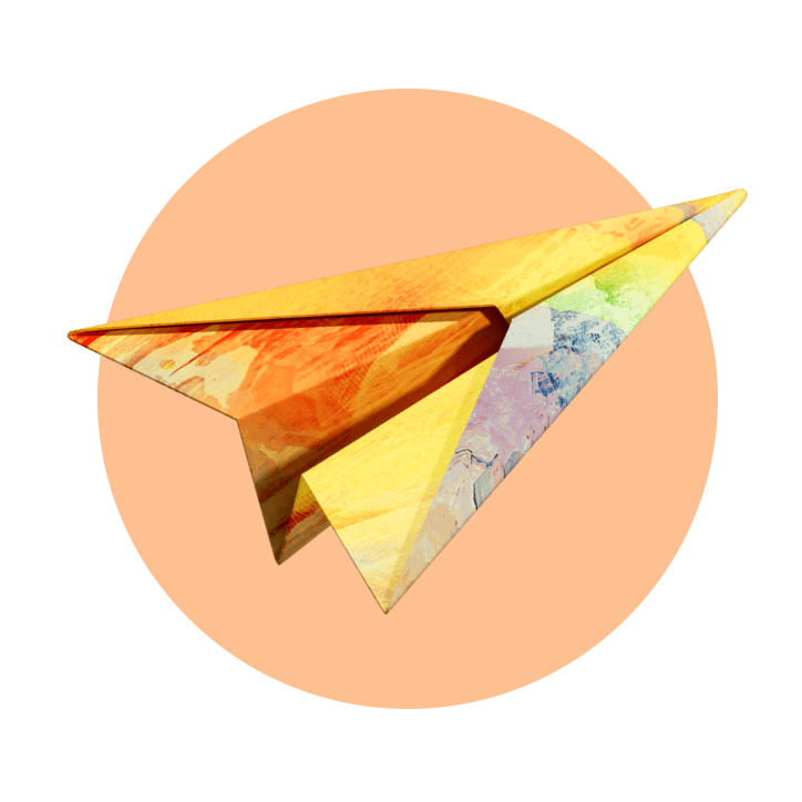 Eine 3D-Illustration eines Papierflugzeugs