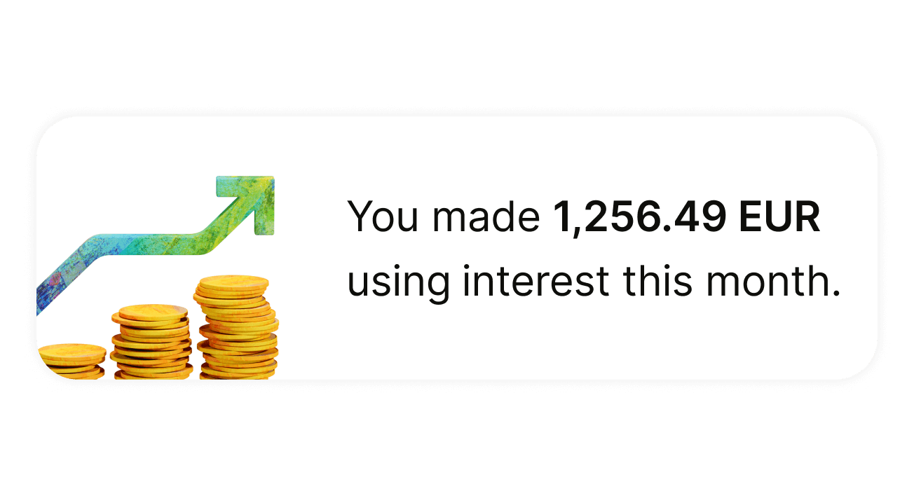 Notification montrant les gains générés avec Intérêts sur un mois.