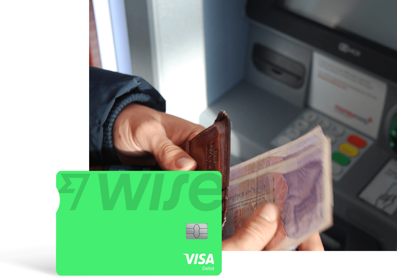 Using the Wise debit card will get you a better deal on cash withdrawls